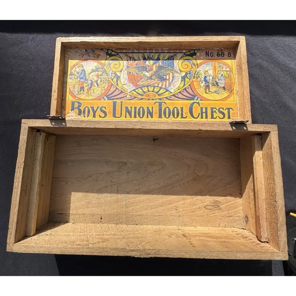 Antique Bliss Boys Union Tool Chest No 600B Wood Box Storm King Door Hanger